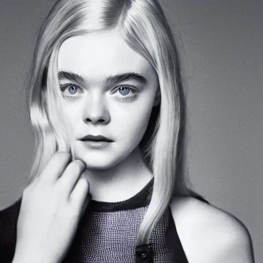 Image similar to Elle Fanning retro-futurism portrait