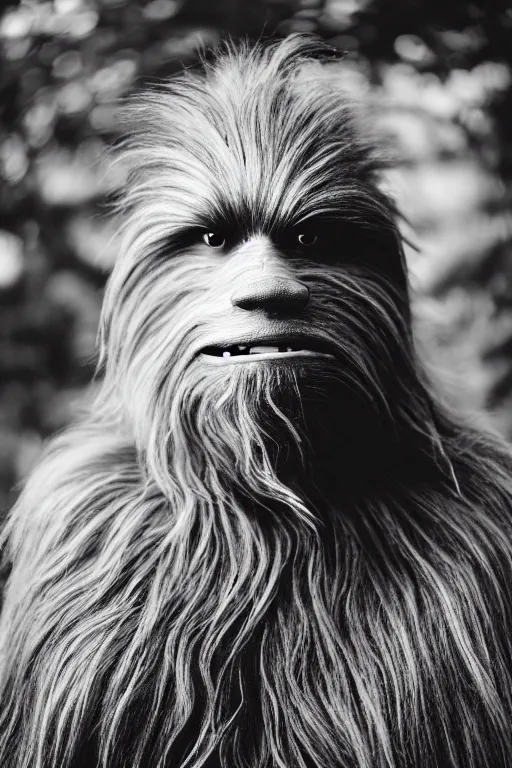 Prompt: photographic portrait of chewbacca suffering from male pattern baldness, cinematic photography, 35mm, evening light