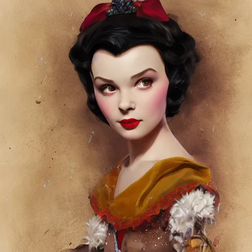 Prompt: vivien leigh as snow white, au naturel, hyper detailed, digital art, trending in artstation, cinematic lighting, studio quality, smooth render, unreal engine 5 rendered, octane rendered, art style by klimt and nixeu and ian sprigger and wlop and krenz cushart