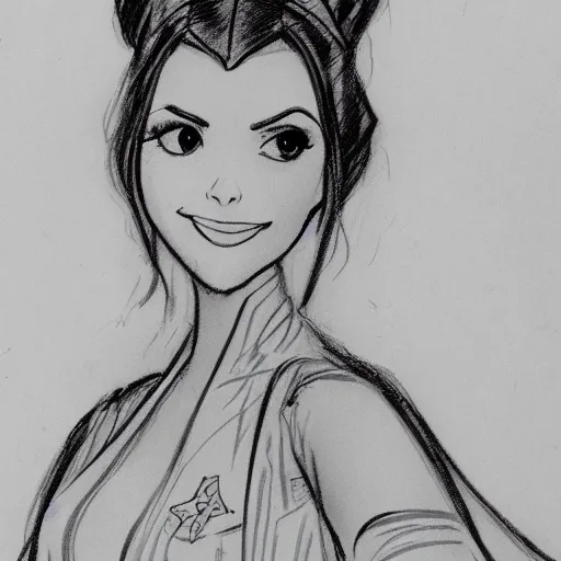 Image similar to milt kahl sketch of victoria justice as princess padme from star wars episode 3