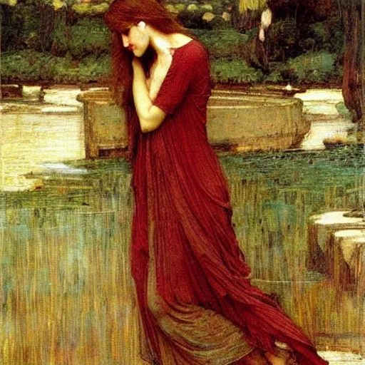 Image similar to washed - out by john william waterhouse. a beautiful print. it has no visible auditory organs, just eyes, human eyes, hundreds of them, in the ends of stalks that radiate from its body like some exotic fruit.