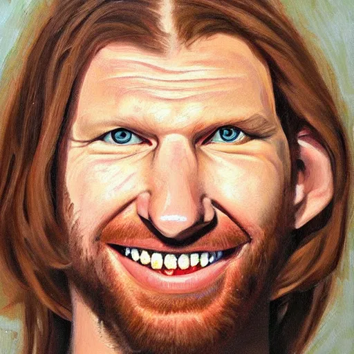 Image similar to aphex twin portrait, oil painting