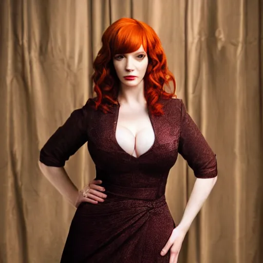 Image similar to photo of a gorgeous christina hendricks, realistic, professionally, professionally color graded, full body shot, succubus, sharp focus, 8 k high definition, insanely detailed, intricate, elegant