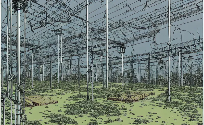 Image similar to industrial buildings surrounded by undergrowth by moebius