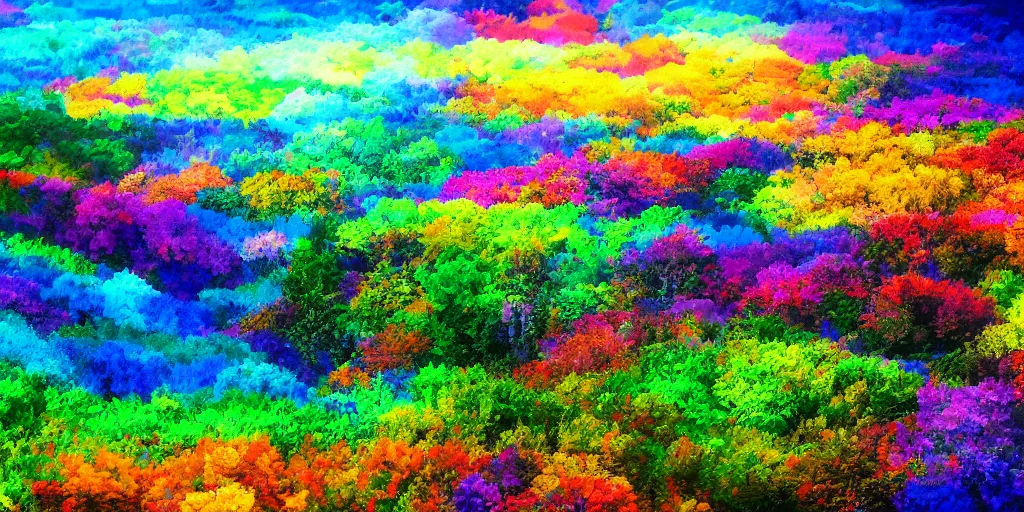Image similar to photo realistic colorful landscape