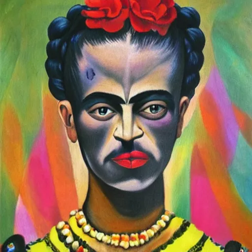 Prompt: friday kahlo painting never seen before vivid