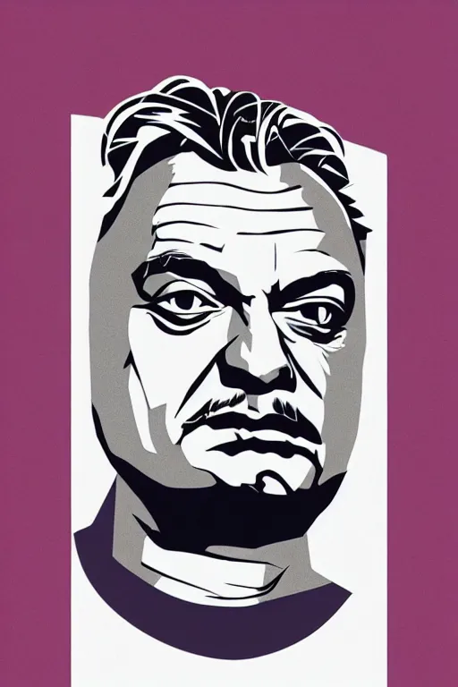 Image similar to minimalist boho style art of mad viktor orban, illustration