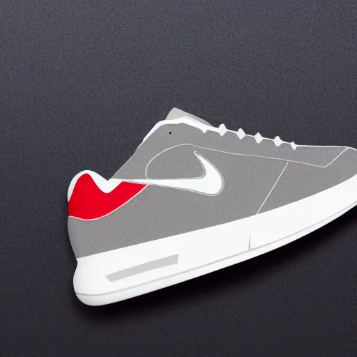 Prompt: side view of one sport sneaker in the center of the image on gradient background