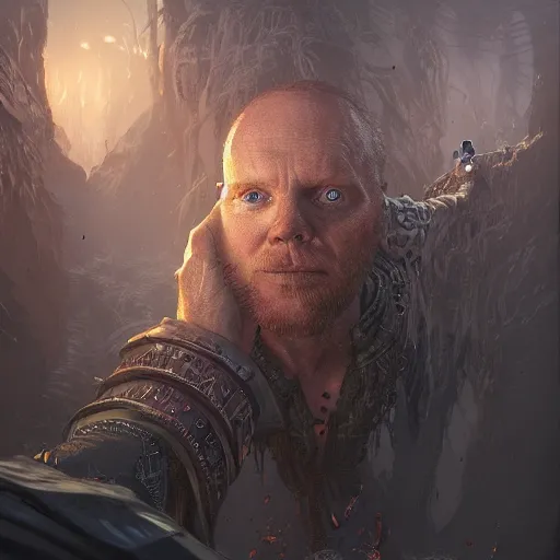 Prompt: bill burr, highly detailed, illustration, fantasy art, in the style of greg rutkowski, epic, fantasy, intricate, hyper detailed, artstation, concept art, smooth, sharp focus, ray tracing