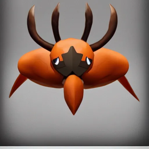 Image similar to A pokemon that looks like a stag beetle,body like a pumpkin，Trending on art station. Unreal engine.