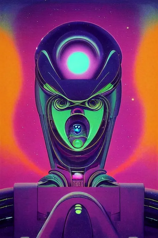 Image similar to 8 0 s art deco planets, stars, supernova, robots, led screens, droids, computers, cinematic dramatic cyberpunk textural fluid lines purple, pink, blue, green. otherworldly vaporwave interesting details fantasy lut epic composition by basquiat zdzisław beksinski james jean artgerm rutkowski moebius francis bacon gustav klimt