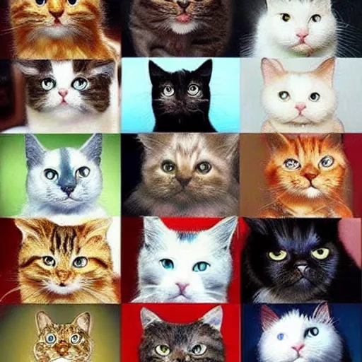 Prompt: all cats of the worlds with Keanu Reeves faces