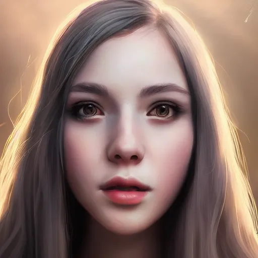 Image similar to a stunning artstation style portrait painting of grace charis, in the style of WLOP, eyes completely white, 8k masterpiece, curvy, slim build, full body, wide view cinematic lighting, pristine clean design, realistic, irresistable, insanely detailed,