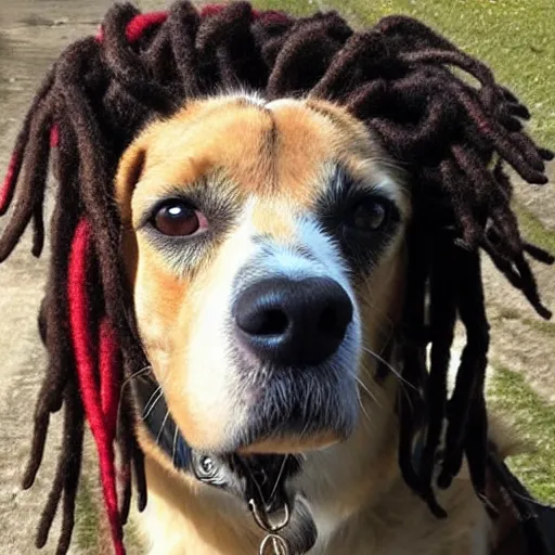 Prompt: dog with dreadlocks