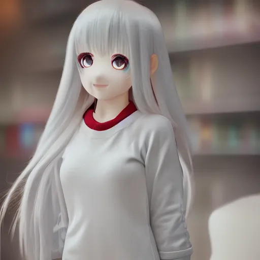 Image similar to cute fumo plush of a girl in a onesie, anime girl, vray