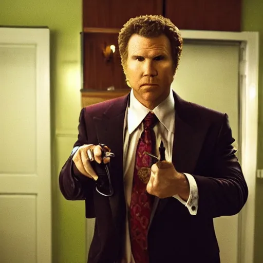 Image similar to close - up of will ferrell as a mafia boss in a movie directed by martin scorsese, movie still frame, promotional image, imax 7 0 mm footage