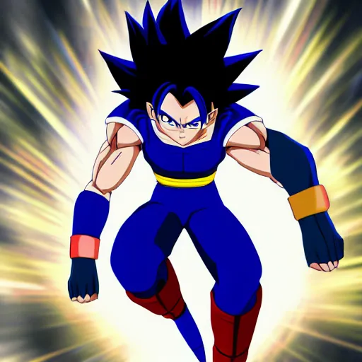 Image similar to fusion of sasuke and vegeta, anime, 4 k