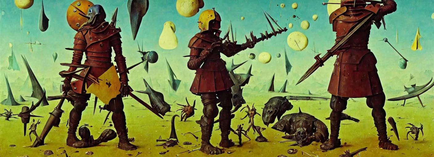 Prompt: full - body surreal colorful armored rpg character concept art anatomy, action pose, very coherent and colorful high contrast masterpiece by norman rockwell franz sedlacek hieronymus bosch dean ellis simon stalenhag rene magritte gediminas pranckevicius, dark shadows, sunny day, hard lighting, reference sheet white background