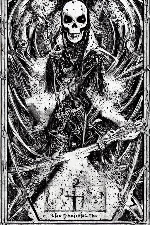 Prompt: the man of death, trending on cgsociety, 4 k digital art, intricately defined, complexly detailed, mannerism, [ tarot card ]!!!!!
