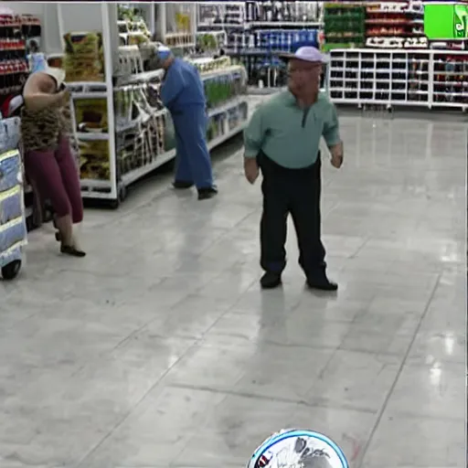 Image similar to Walter White mario golf walmart flashmob security camera footage