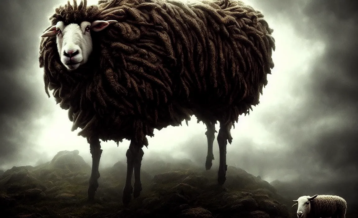 Prompt: epic professional digital art of monstrous sheep, moody atmospheric lighting, intricate, foreboding, detailed, by leesha hannigan, ayne haag, reyna rochin, ignacio fernandez rios, mark ryden, iris van herpen, artstation, cgsociety, epic, stunning, gorgeous, much wow, cinematic, masterpiece.