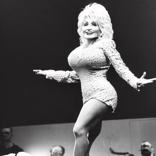 Prompt: dolly parton doing cartwheels