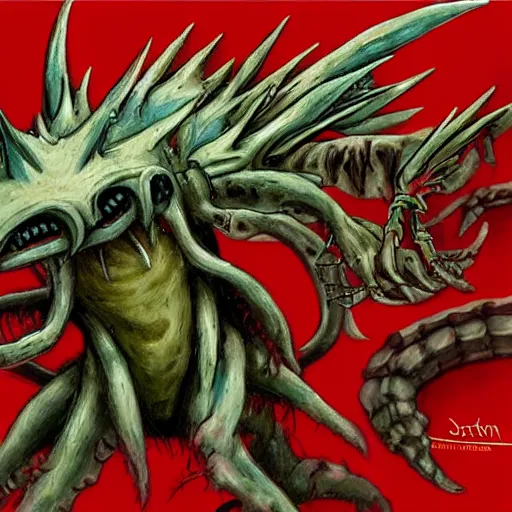 Prompt: maggot digimon yugioh creature by shaun tan, style of yoshitaka amano