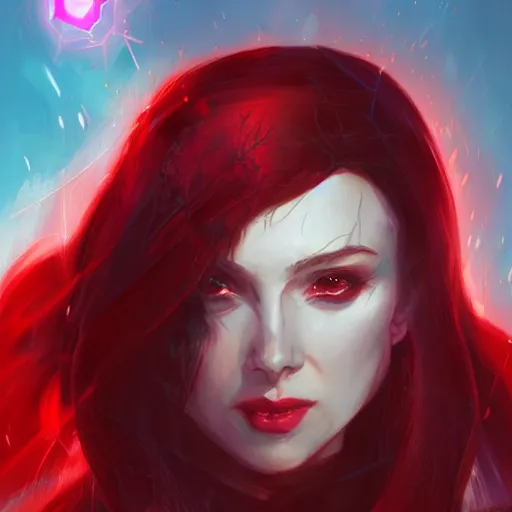 Prompt: the scarlet witch, concept art by ross tran