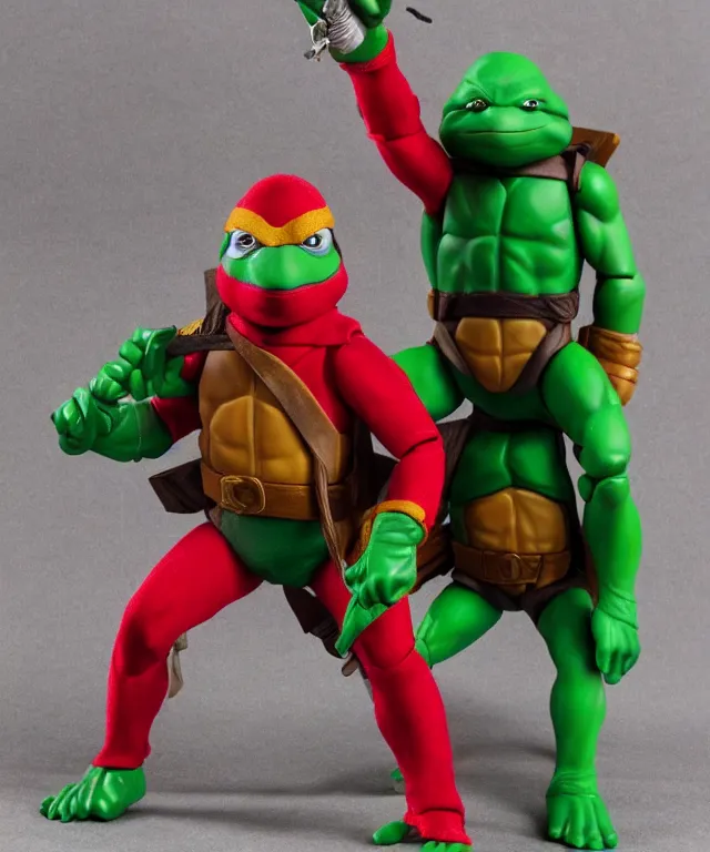 Prompt: a teenage mutant ninja turtle raphael neca toy