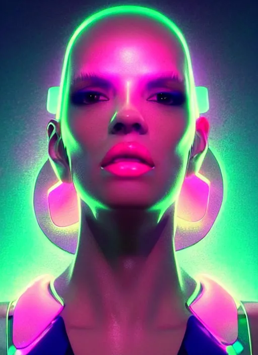 Prompt: a hispanic female humanoid, cyber neon lighting, futurism, cyberpunk high fashion, glamor profile pose, hyper photorealistic, intricate futuristic jewelry, crispy quality, digital photography, trending in artstation, trending in pinterest, cinematic, 4 k ultra hd, art by pascal blanche, art by artgerm, art by greg rutkowski,