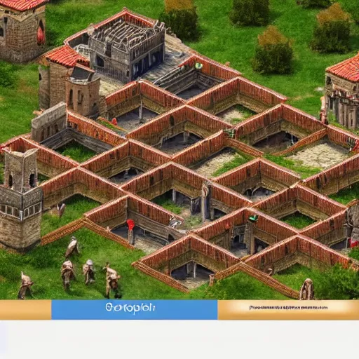 Image similar to photoreal, age of empires two, isometric view of medieval town, 4k, high detail,