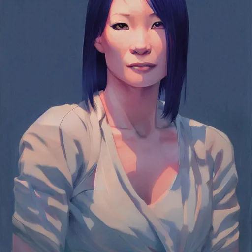 Image similar to lucy liu portrait as manga girl, realistic shaded perfect face, fine details. anime. realistic shaded lighting poster by ilya kuvshinov katsuhiro otomo ghost - in - the - shell, magali villeneuve, artgerm, jeremy lipkin and michael garmash and rob rey