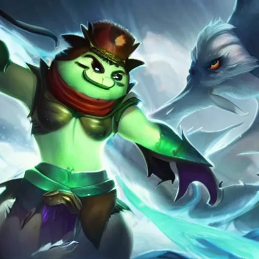 Prompt: a new league of legends character, Charburbio, bears an eerie resemblance to a fat tom cruise