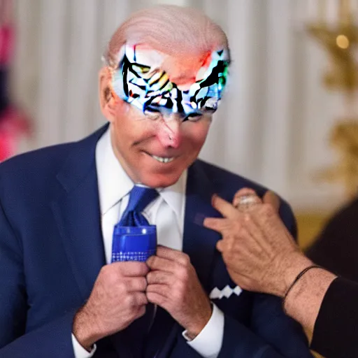 Prompt: joe biden sniffing hair