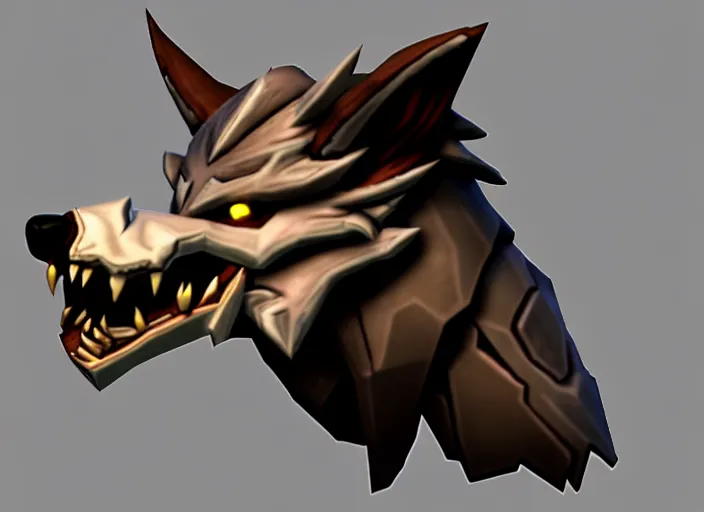 Image similar to wolf head, stylized stl, 3 d render, activision blizzard style, hearthstone style, darksiders style, michael vicente style