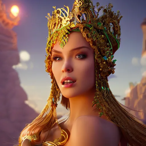 Image similar to wonderful princess of emerald with fair skin, ornate 8 k gorgeous intricate detailed, accent lighting, dramatic light, octane render