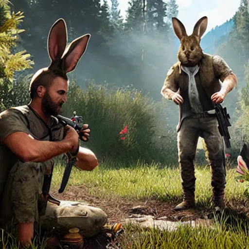 Image similar to a rabbit in the video game Far cry 5