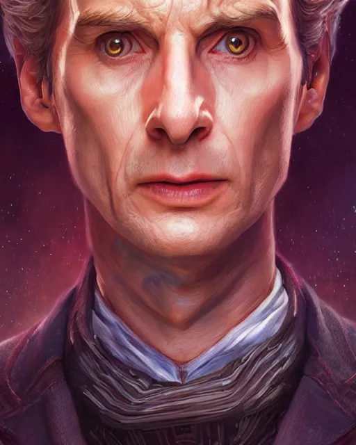 Image similar to doctor who portrait, highly detailed, d & d, fantasy, highly detailed, digital painting, trending on artstation, concept art, sharp focus, illustration, global illumination, ray tracing, realistic shaded, art by artgerm and greg rutkowski and fuji choko and viktoria gavrilenko and hoang lap