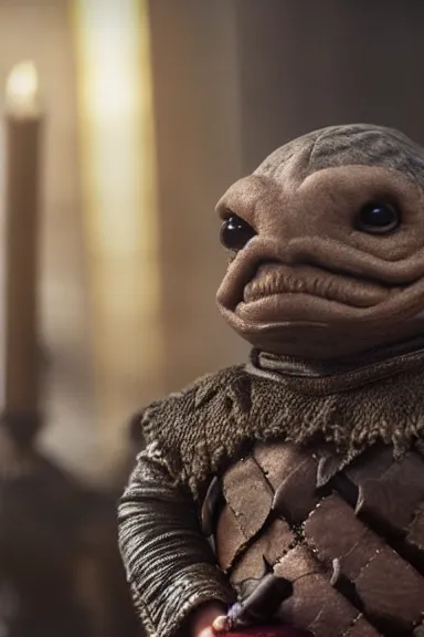 Image similar to very very intricate photorealistic photo of a goomba in an episode of game of thrones, photo is in focus with detailed atmospheric lighting, award - winning details