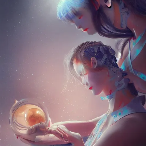 Image similar to hyperrealistic photography of a machine entering a beautiful venus female host in the style of jin kagetsu, james jean and wlop, highly detailed, sharp focus, intricate concept art, digital painting, ambient lighting, 4 k, artstation