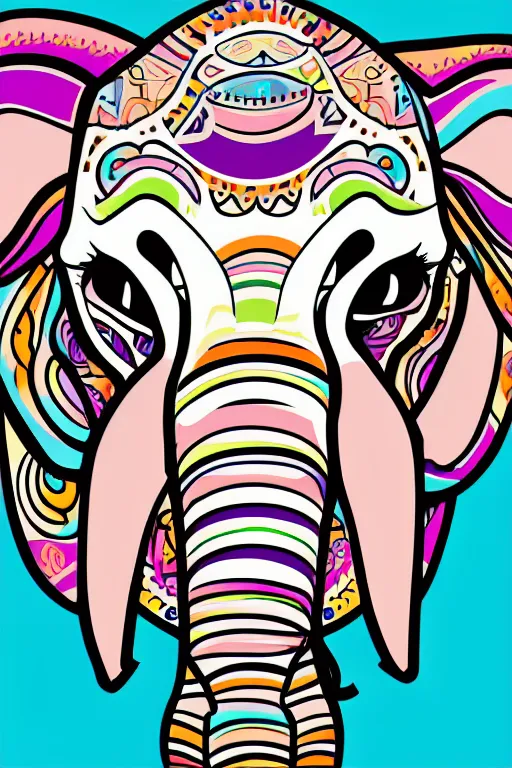 Image similar to A portrait of a baby elephant, sticker, colorful, illustration, smooth and clean vector curves, no jagged lines, vector art, smooth