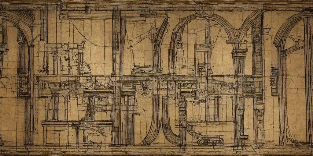 Image similar to aws architecture diagram by leonardo da vinci