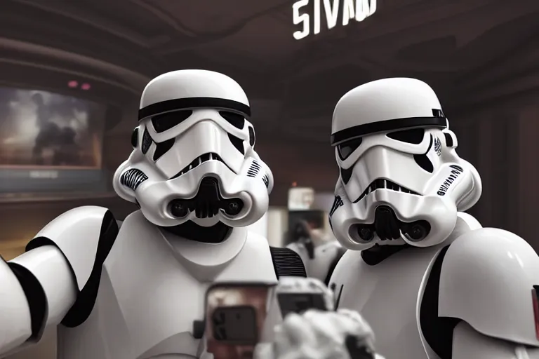 Prompt: a photo of two stormtroopers taking a selfie in las vegas casino, hyper realistic, ambient lighting, concept art, intricate, hyper detailed, smooth, dynamic volumetric lighting, octane, raytrace, cinematic, high quality, high resolution, 4 k