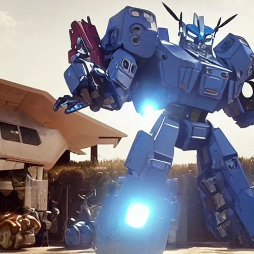 Prompt: a kawaii transformer in transformers movie scene