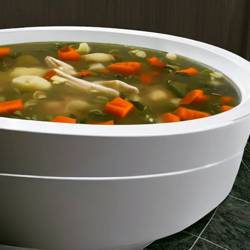 Image similar to a bathtub filled with soup