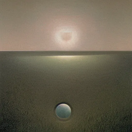 Image similar to A Landscape by Zdzisław Beksiński and Beeple