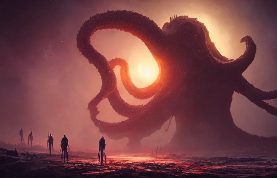 Prompt: mysterious space monster deep in the cosmos, eldritch horror, character art by Greg Rutkowski, 4k digital render