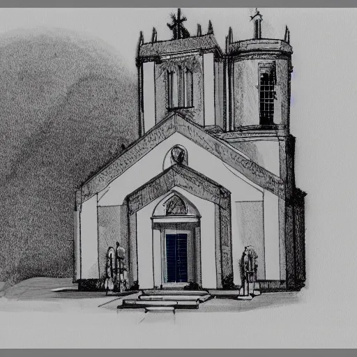 Image similar to architectural drawing of church inspired by nature