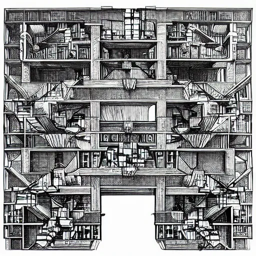 Image similar to “the hanging gardens of Babylon mixed with an m. C. Escher sketch”