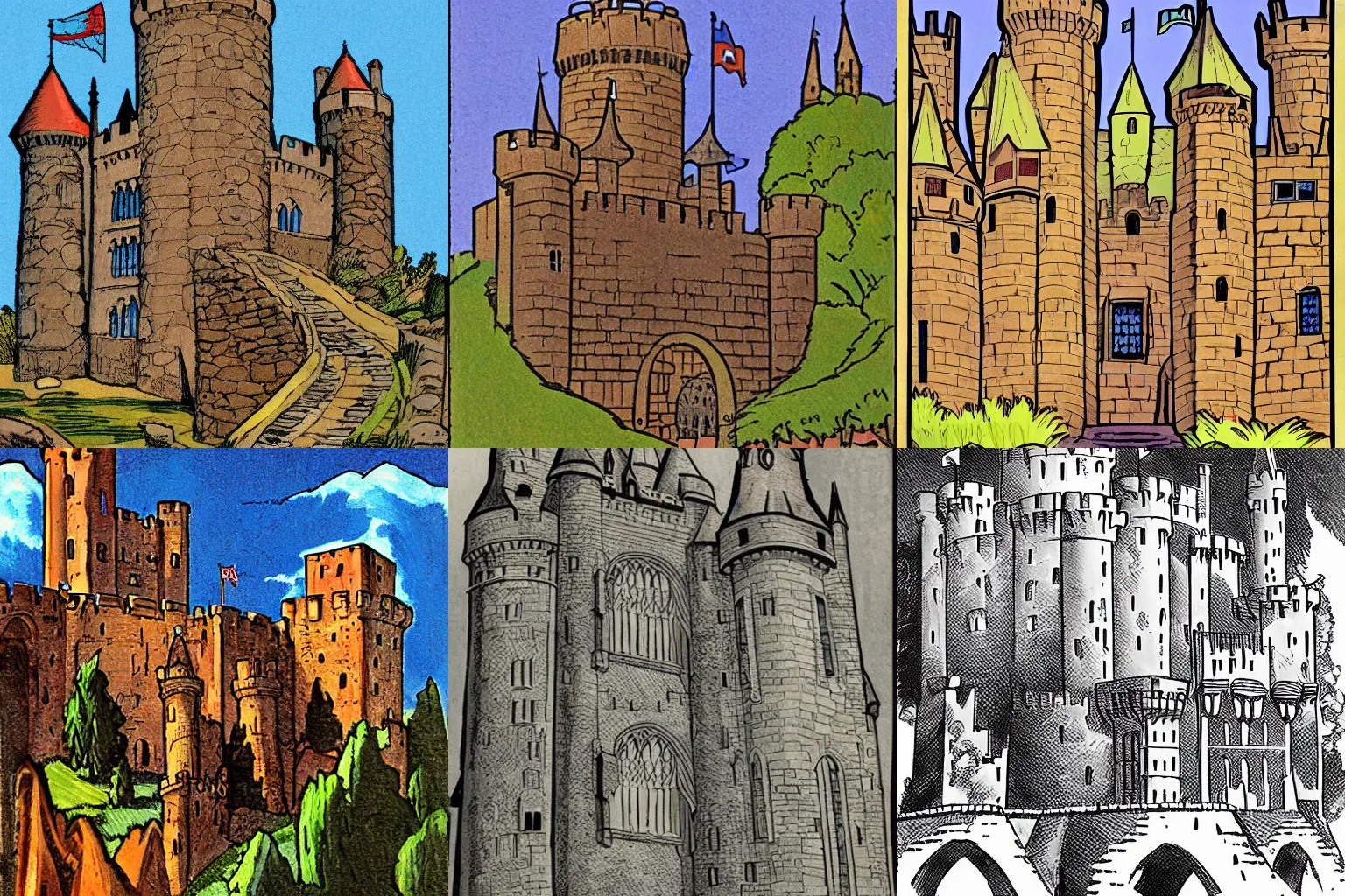 Prompt: medieval castle, by Sal Buscema
